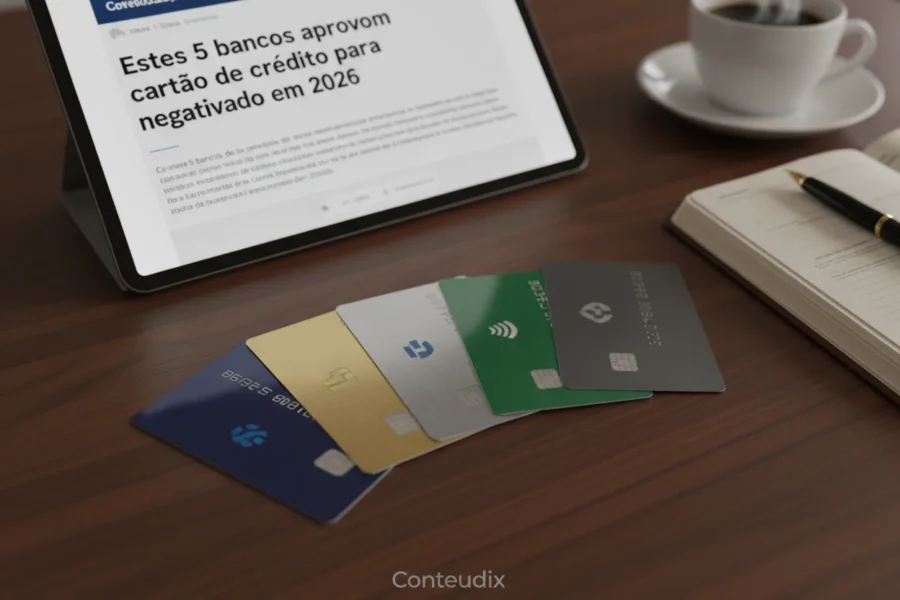 Estes 5 bancos aprovam cartão de crédito para negativado em 2026