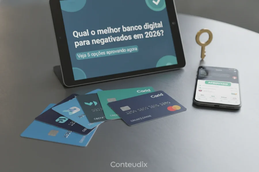 Qual o melhor banco digital para negativados em 2026? Veja 5 opções aprovando agora
