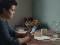 Pessoa conferindo uma transação Pix bloqueada no celular.